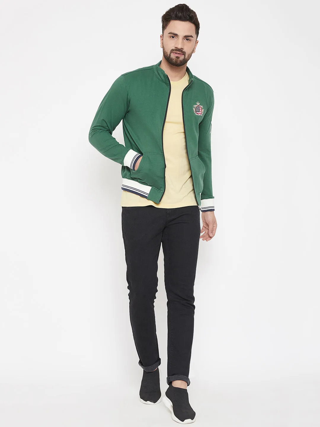 JUMP USA Men Green Solid Bomber Jacket