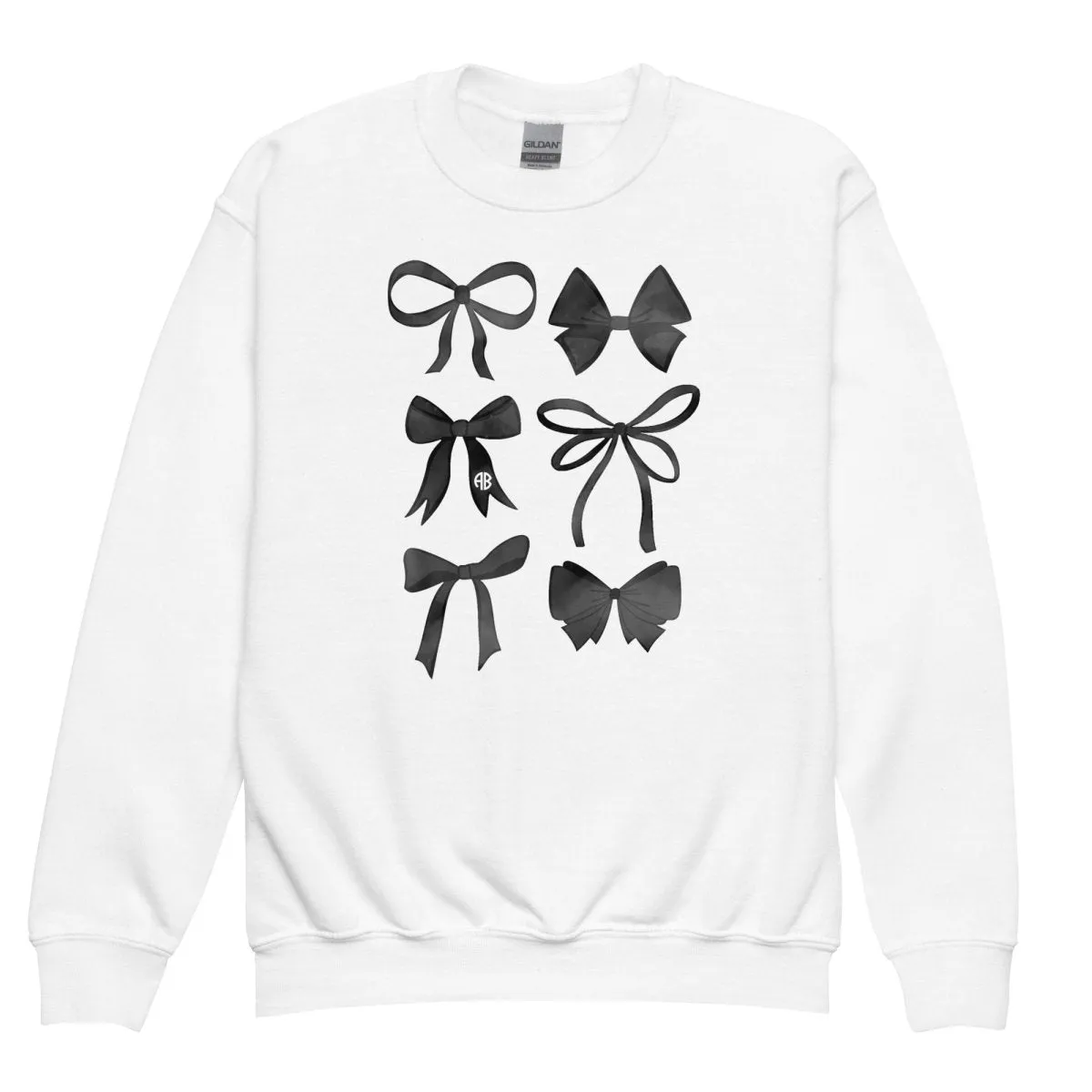 Kids Monogrammed 'Watercolor Bows' Crewneck Sweatshirt