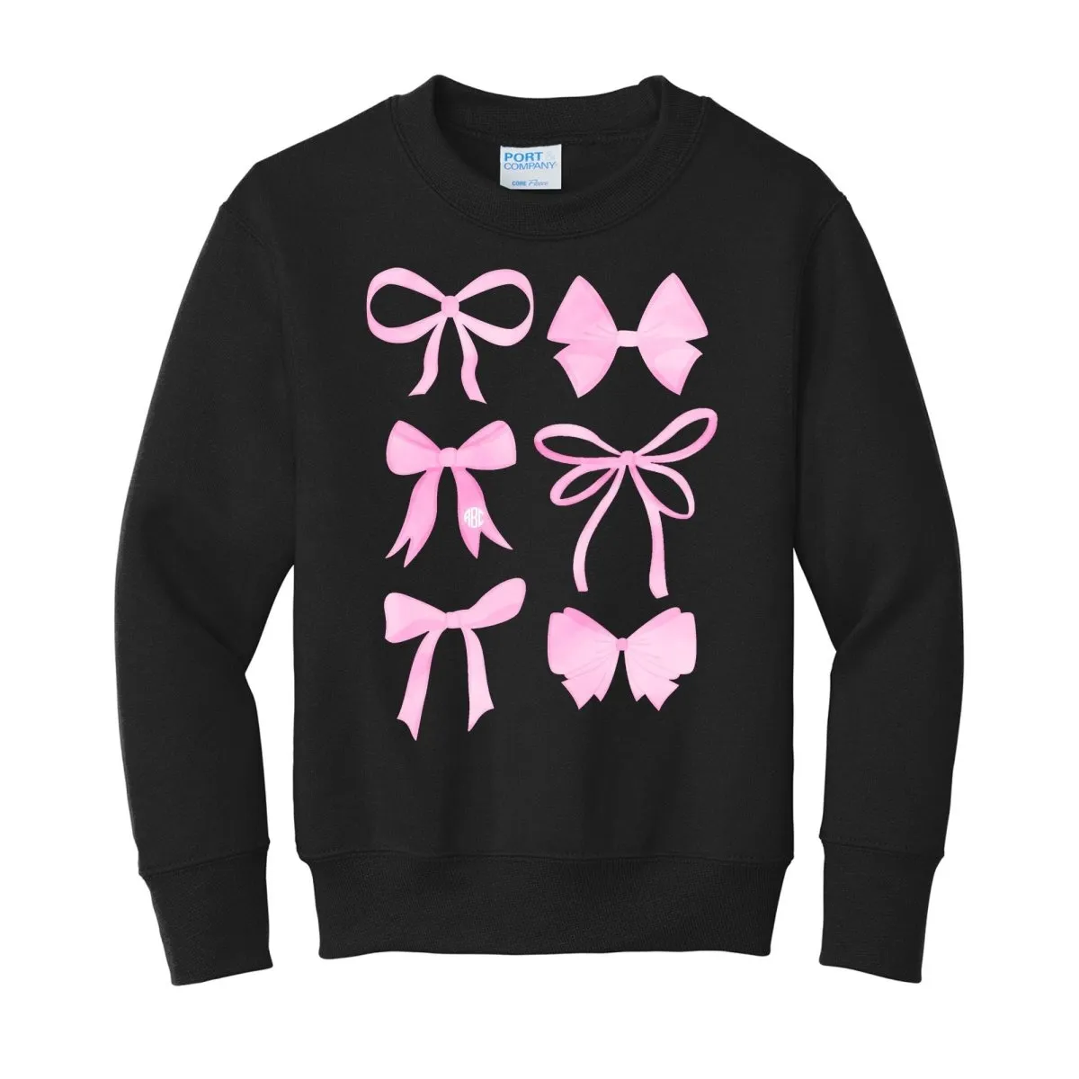 Kids Monogrammed 'Watercolor Bows' Crewneck Sweatshirt