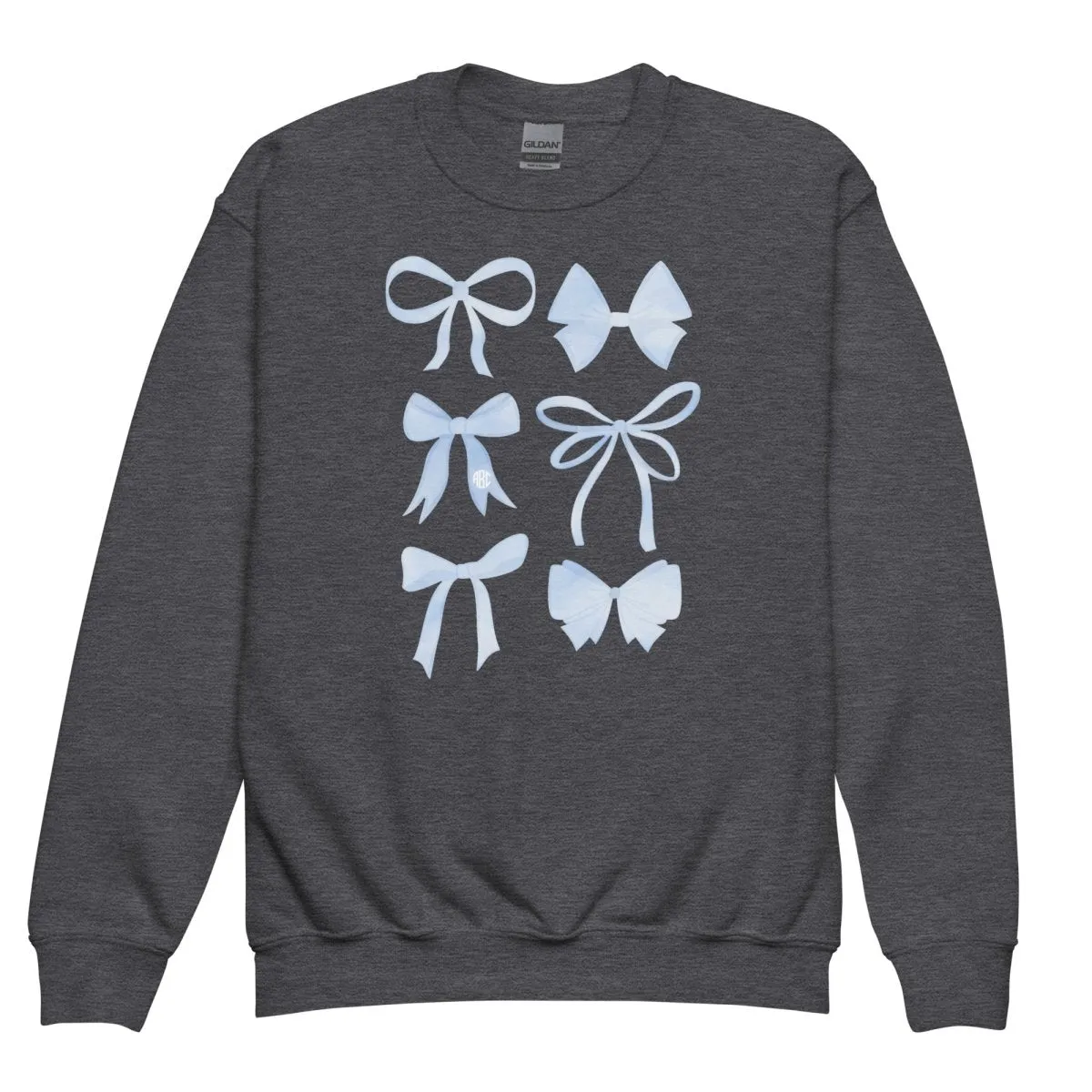 Kids Monogrammed 'Watercolor Bows' Crewneck Sweatshirt