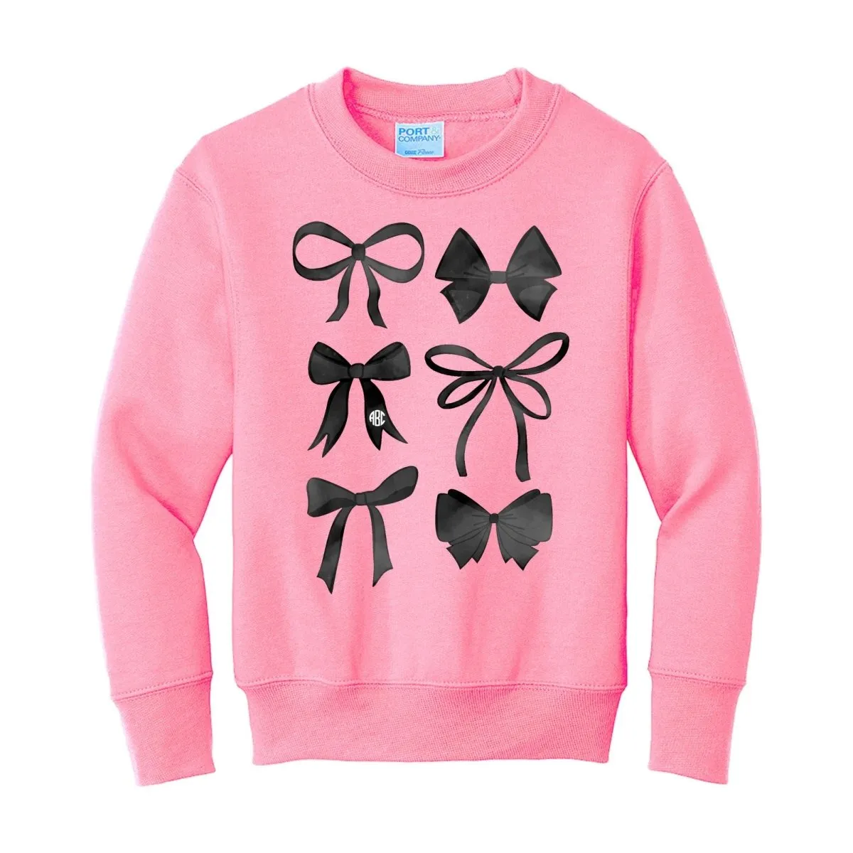 Kids Monogrammed 'Watercolor Bows' Crewneck Sweatshirt