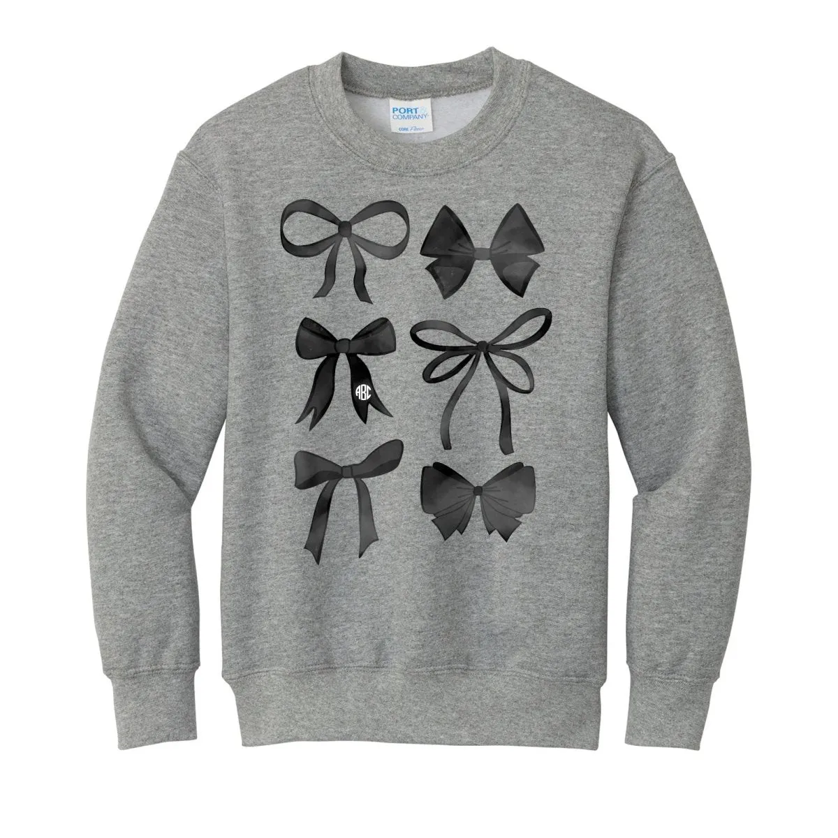 Kids Monogrammed 'Watercolor Bows' Crewneck Sweatshirt