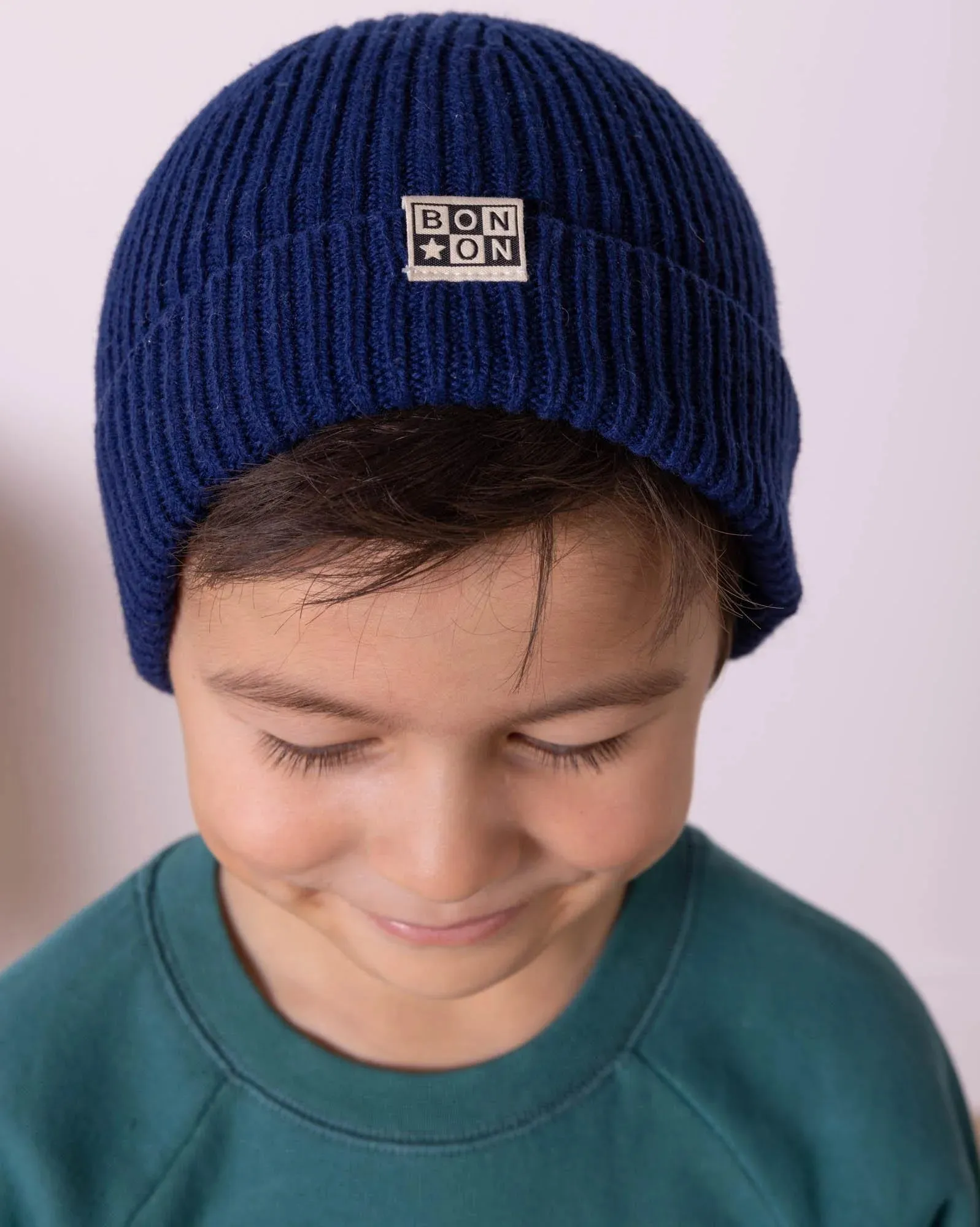 Knit Beanie in Navy Bonton