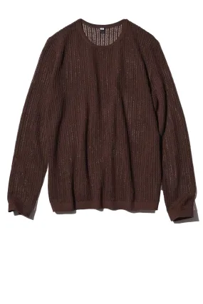 Lace Crew Neck Jumper, Dark Brown