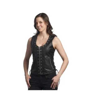 Ladies Light Weight Premium Leather Vest Zip Front