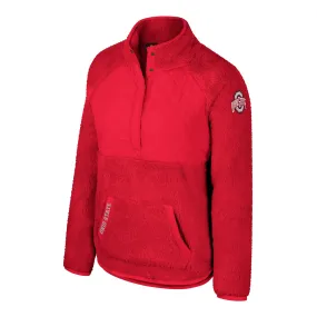 Ladies Ohio State Buckeyes Snap Sherpa Scarlet 1/2 Snap Jacket