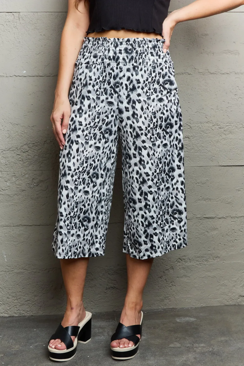 Leopard High Waist Flowy Wide Leg Pants