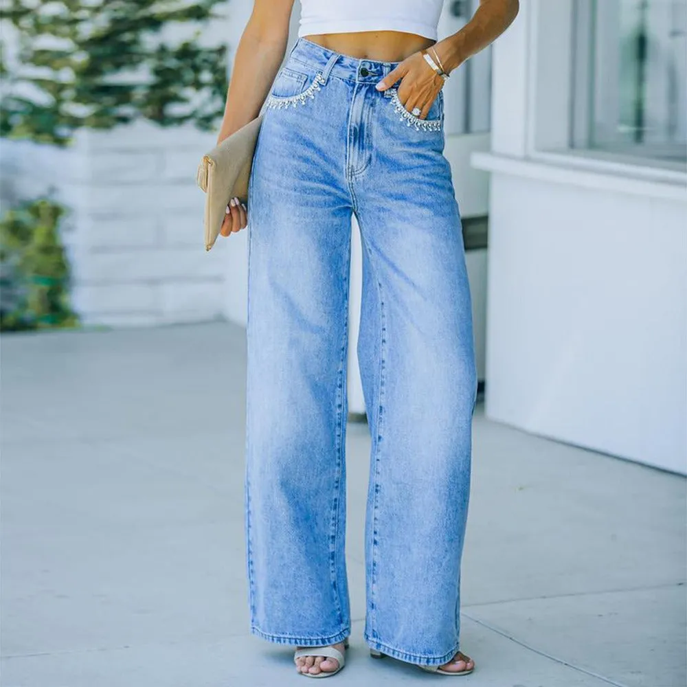 Loose Washed High Waist Wide Leg Denim Jeans