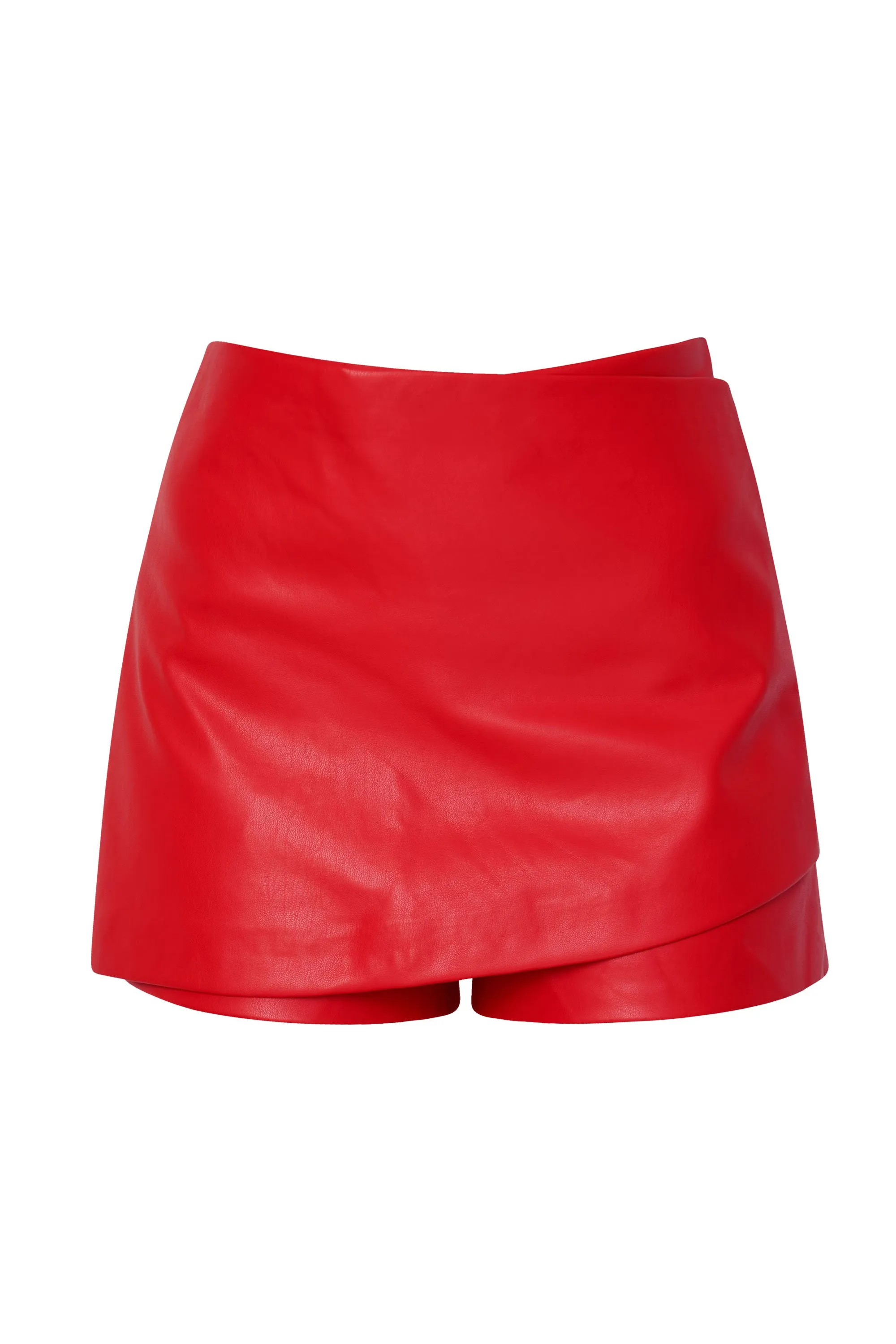 Mallory Red Vegan Leather Skort