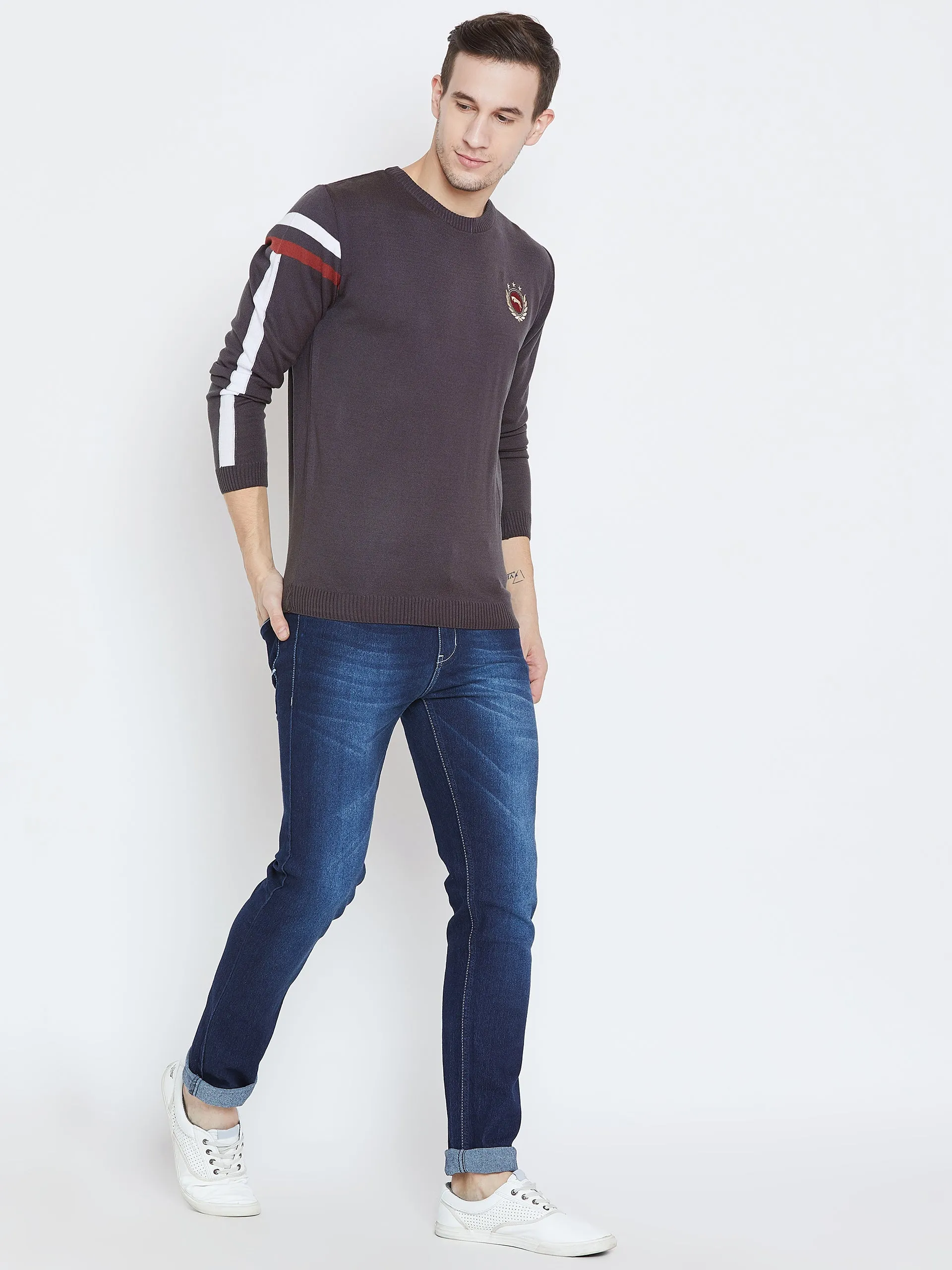 Men Charcoal Casual Sweaters