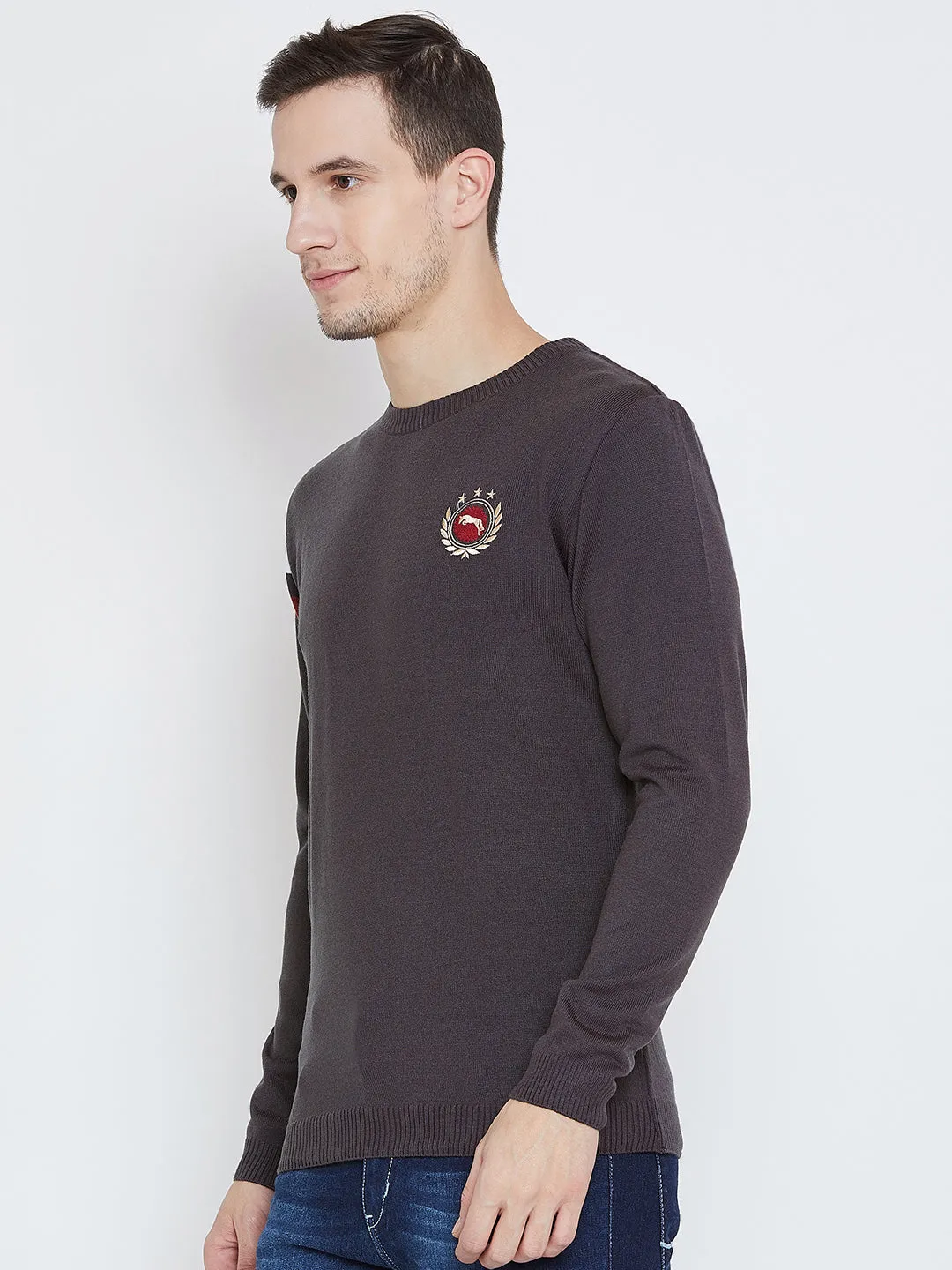 Men Charcoal Casual Sweaters