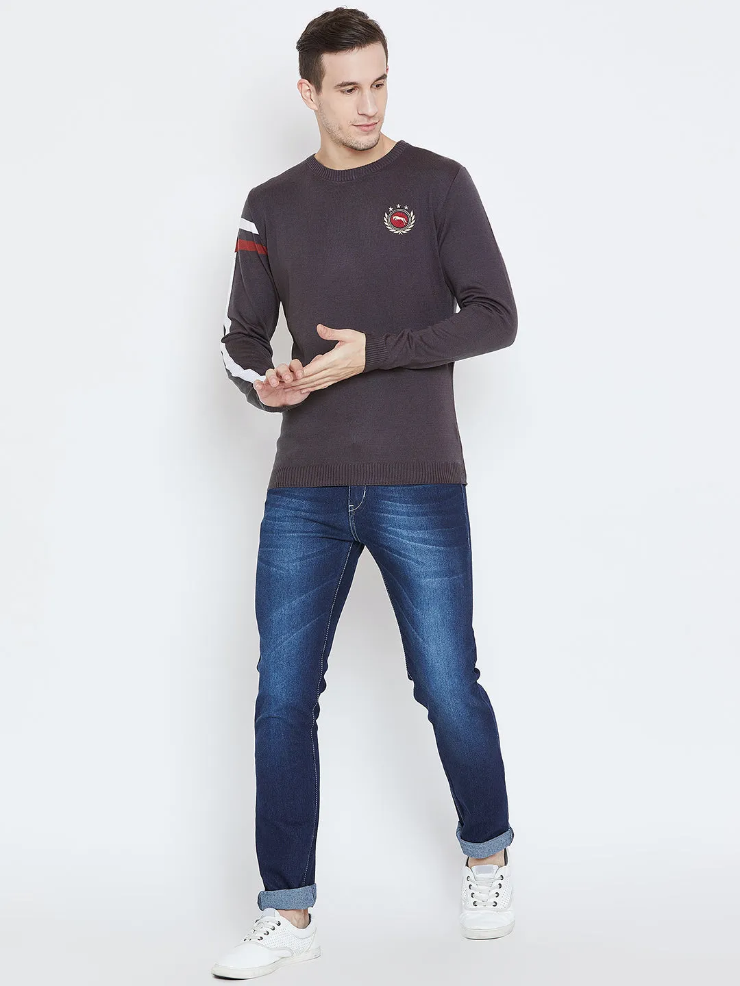 Men Charcoal Casual Sweaters