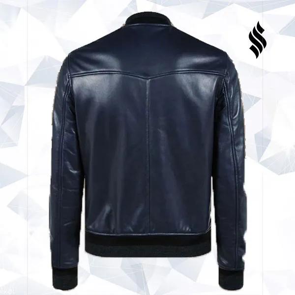 Men Navy Blue Bomber Jacket