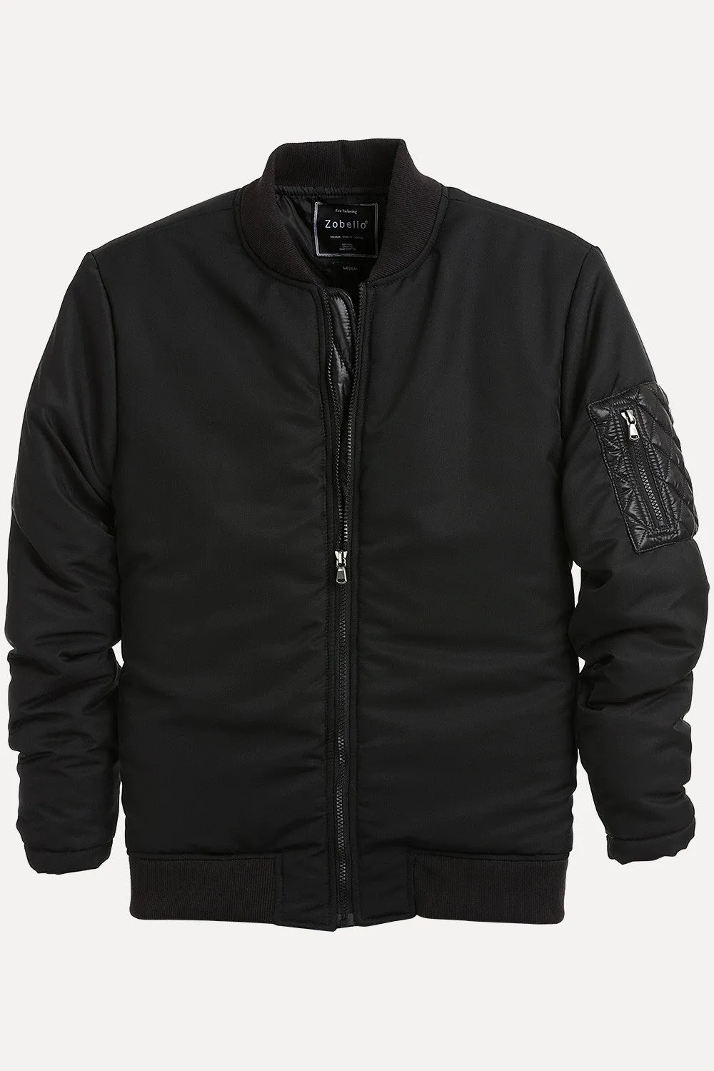 Mens Black Padded Winter Bomber Jacket