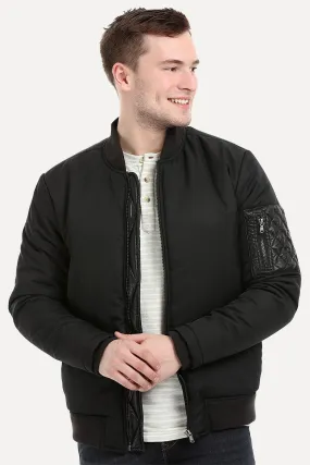 Mens Black Padded Winter Bomber Jacket