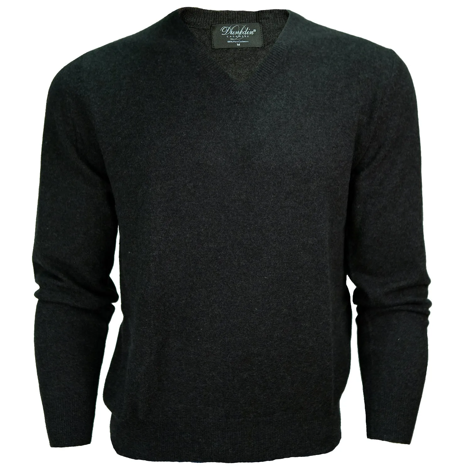 Men's Dunedin Cashmere 100% Cashmere V  Charcoal