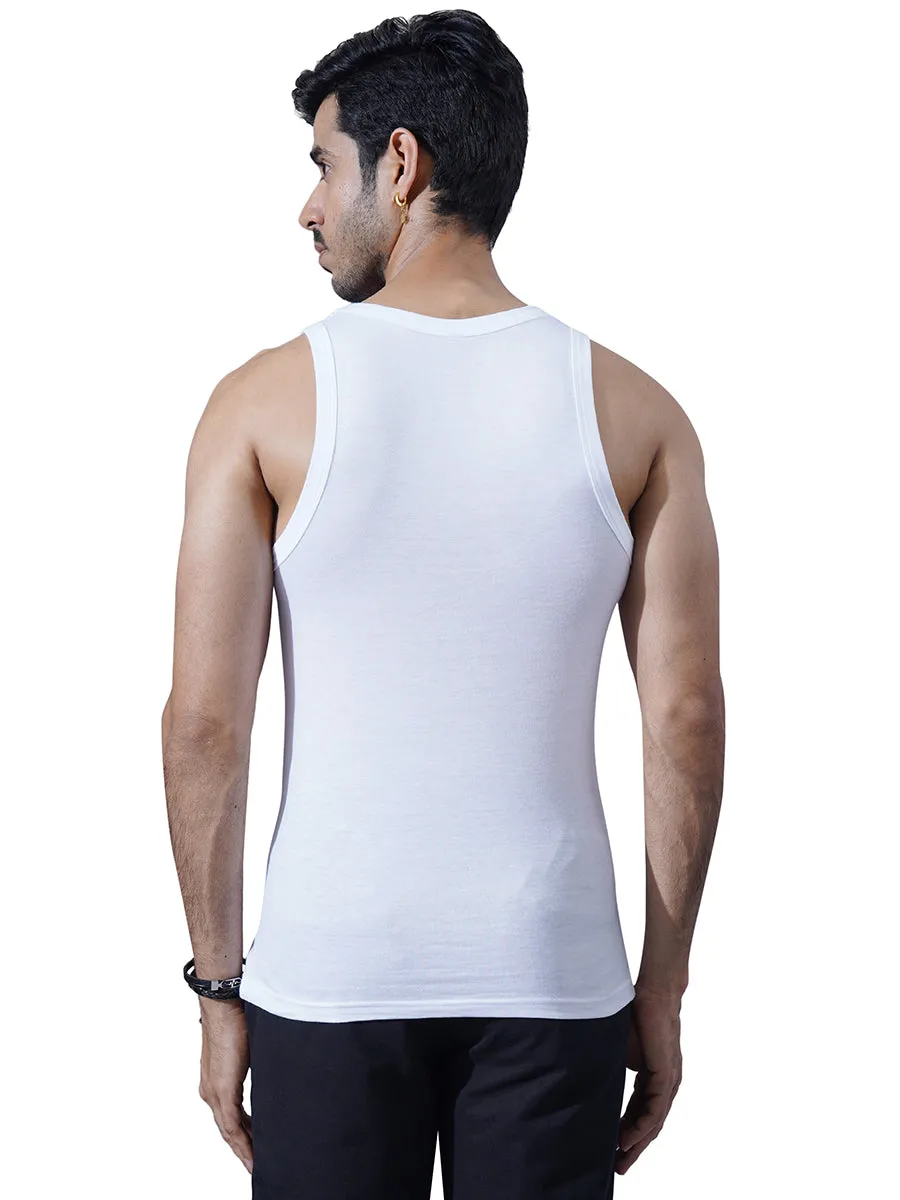 MENS ROUND NECK REGULAR FIT WHITE VEST