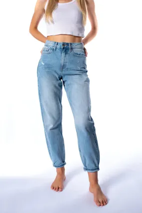 Mom Light Blue Wash Denim Jeans