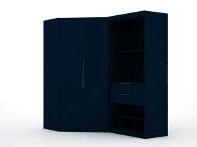 Mulberry 2.0 Semi Open 2 Sectional Modern Wardrobe Corner Closet with 2 Drawers - Set of 2 in Tatiana Midnight Blue