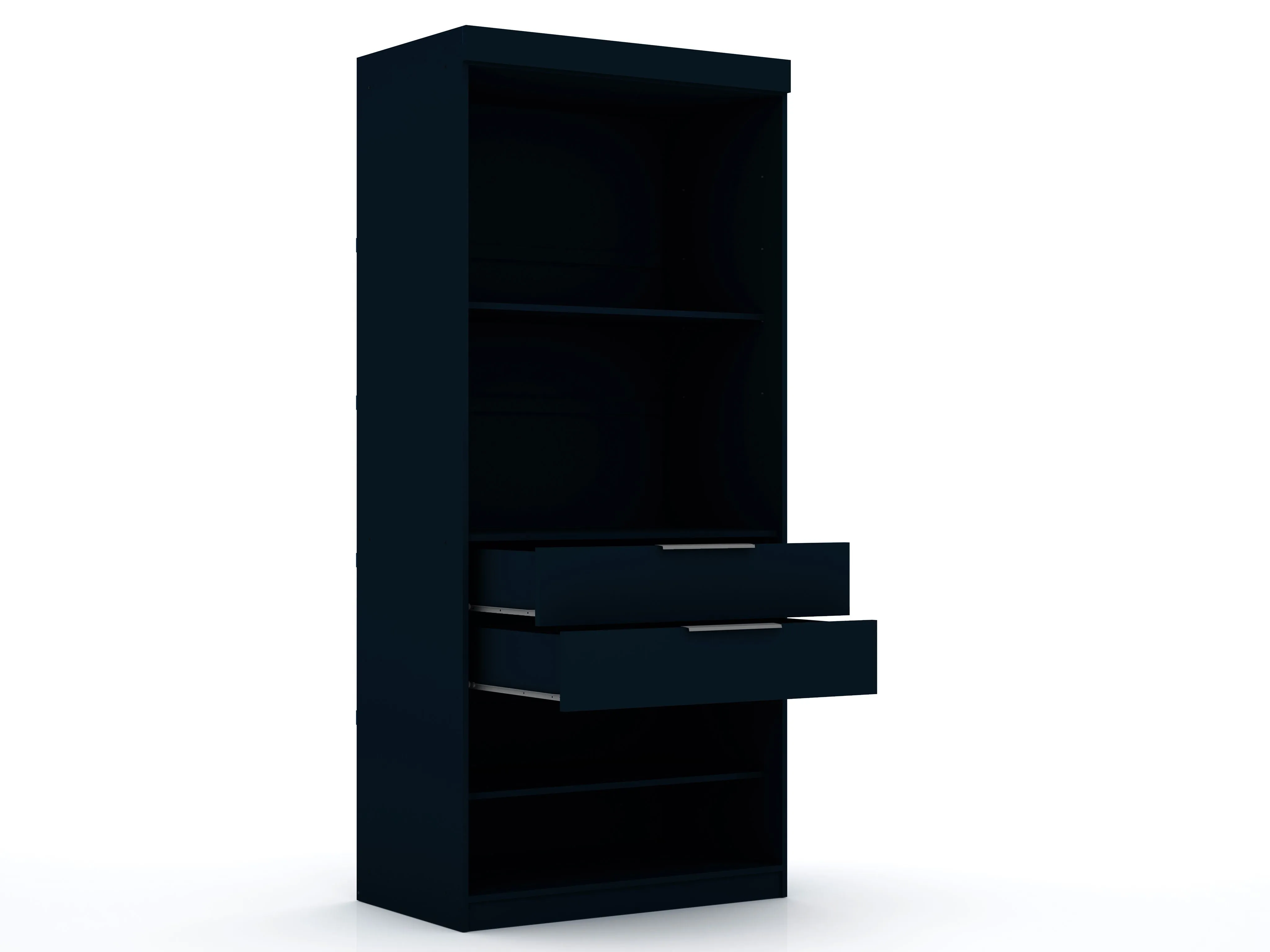 Mulberry 2.0 Semi Open 2 Sectional Modern Wardrobe Corner Closet with 2 Drawers - Set of 2 in Tatiana Midnight Blue