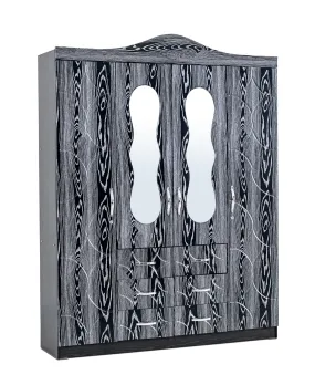 MW789A 4 Door Wardrobe With Mirror – Black Gold