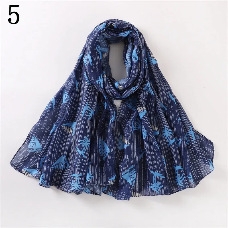 MYP013   Leaf flower printed scarf