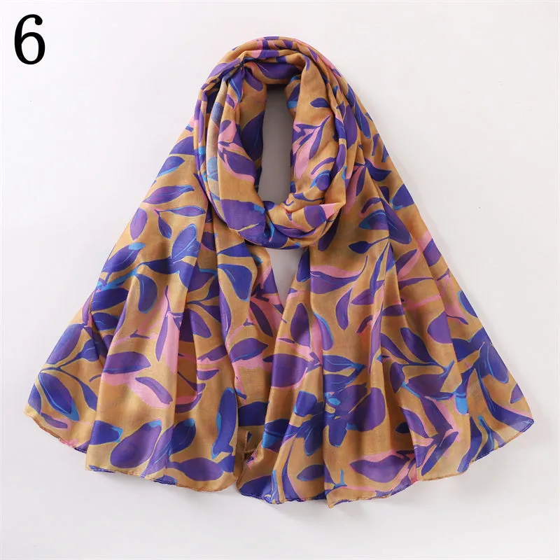 MYP013   Leaf flower printed scarf