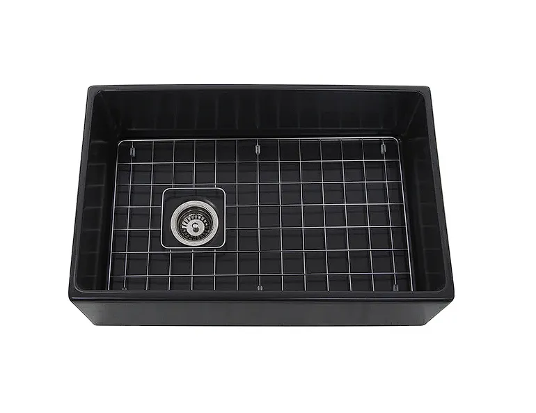 Nantucket sinks T-FCFS3019G-OSD 30 inch farmhouse fireclay sink with drain and grid