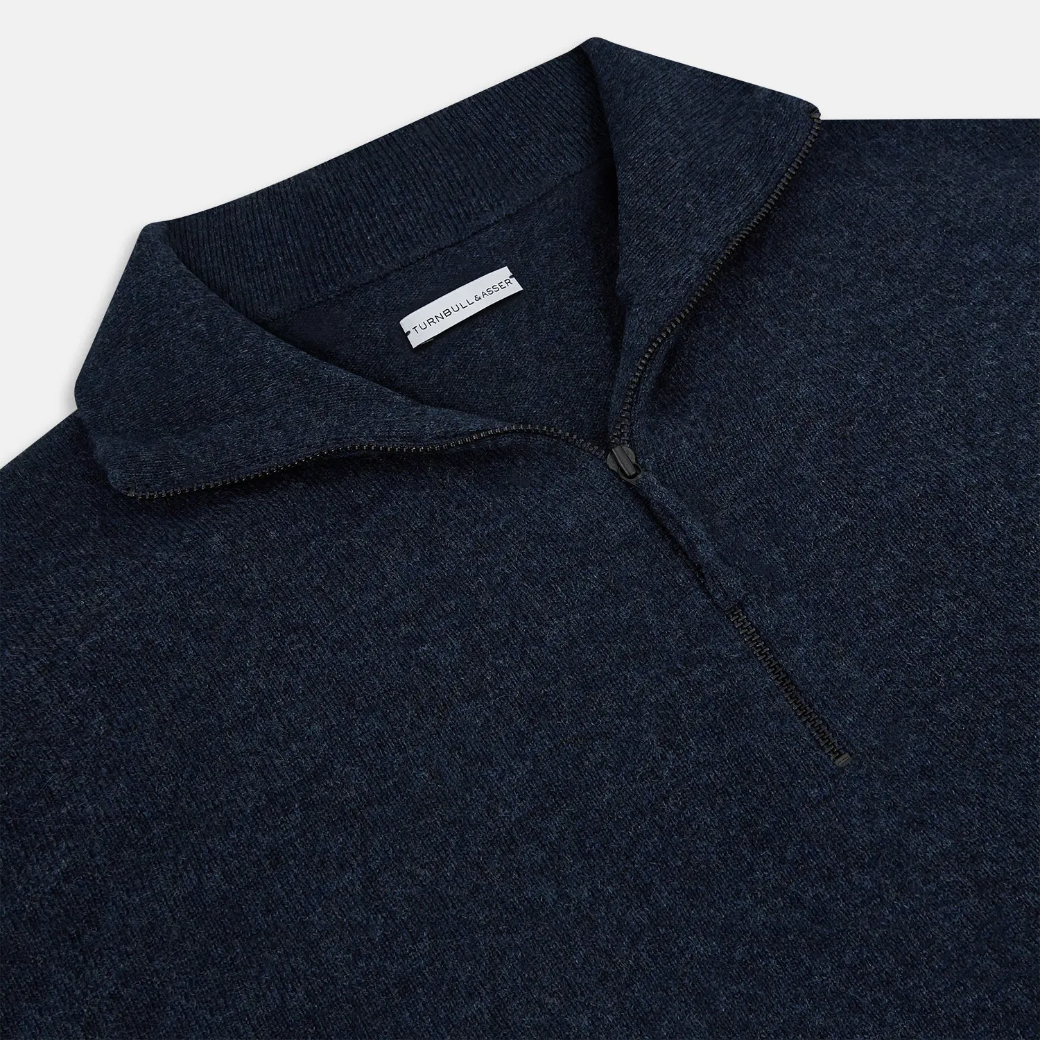 Navy Melange Half-Zip Cashmere Jumper