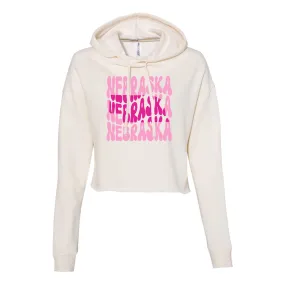 Nebraska Wave Women's Lightweight Crop Hoodie - Bone