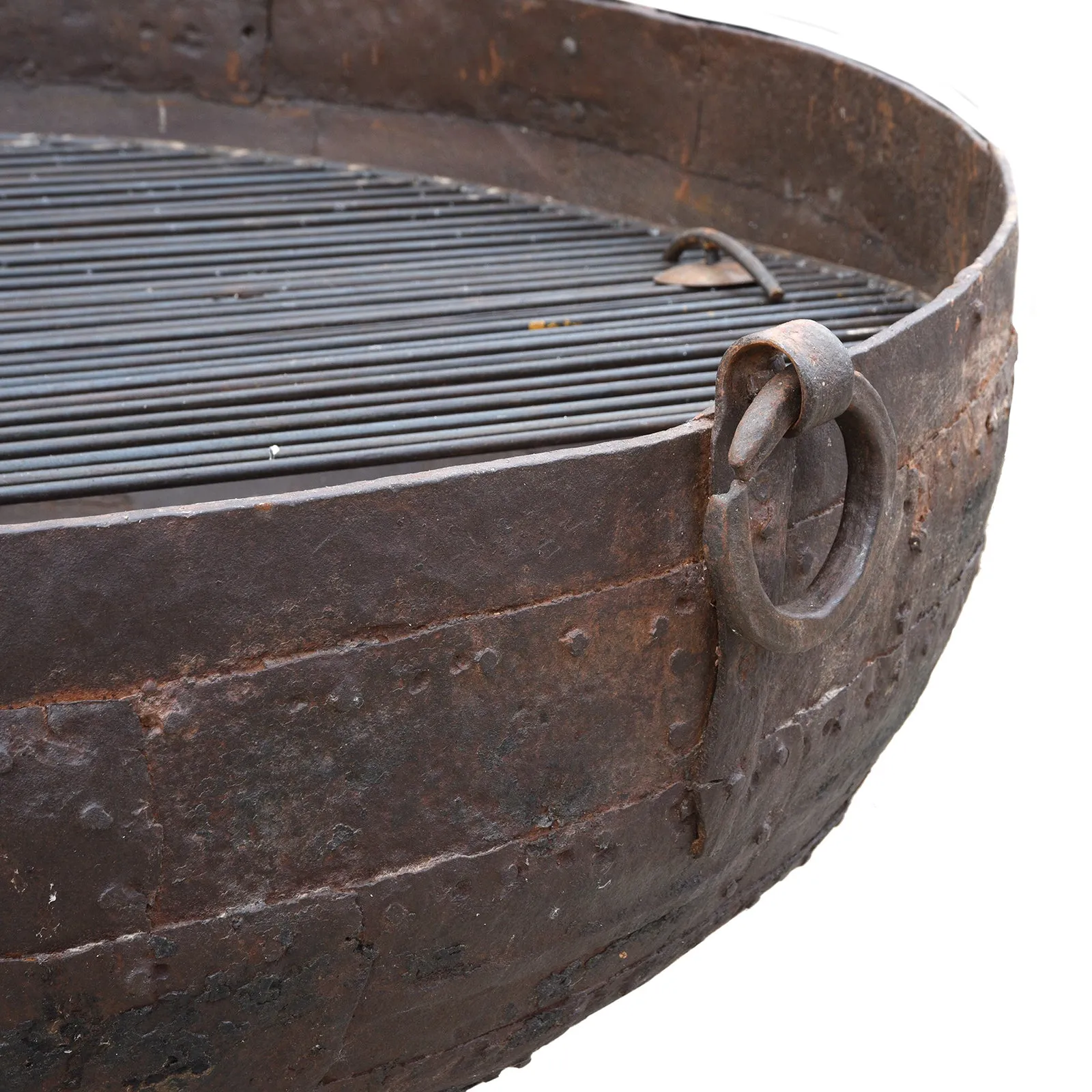 Old 1920's Kadai - Large Indian Fire Bowl On Stand - 134cm