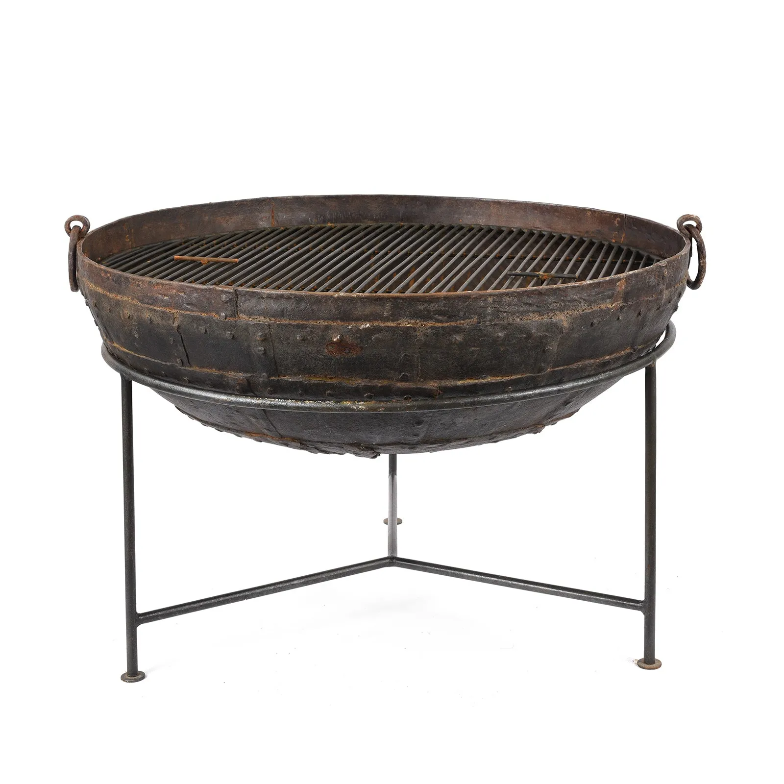 Old Kadai Fire Bowl on Stand - Ca 1920 - 90cm