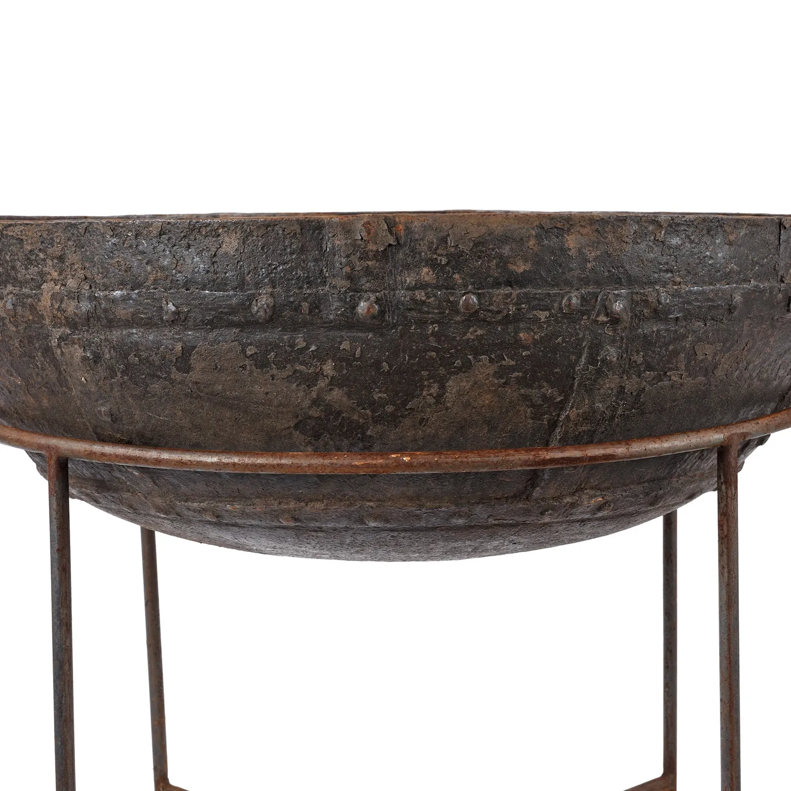 Old Kadai Fire Bowl on Stand - Ca 1920 - 95cm