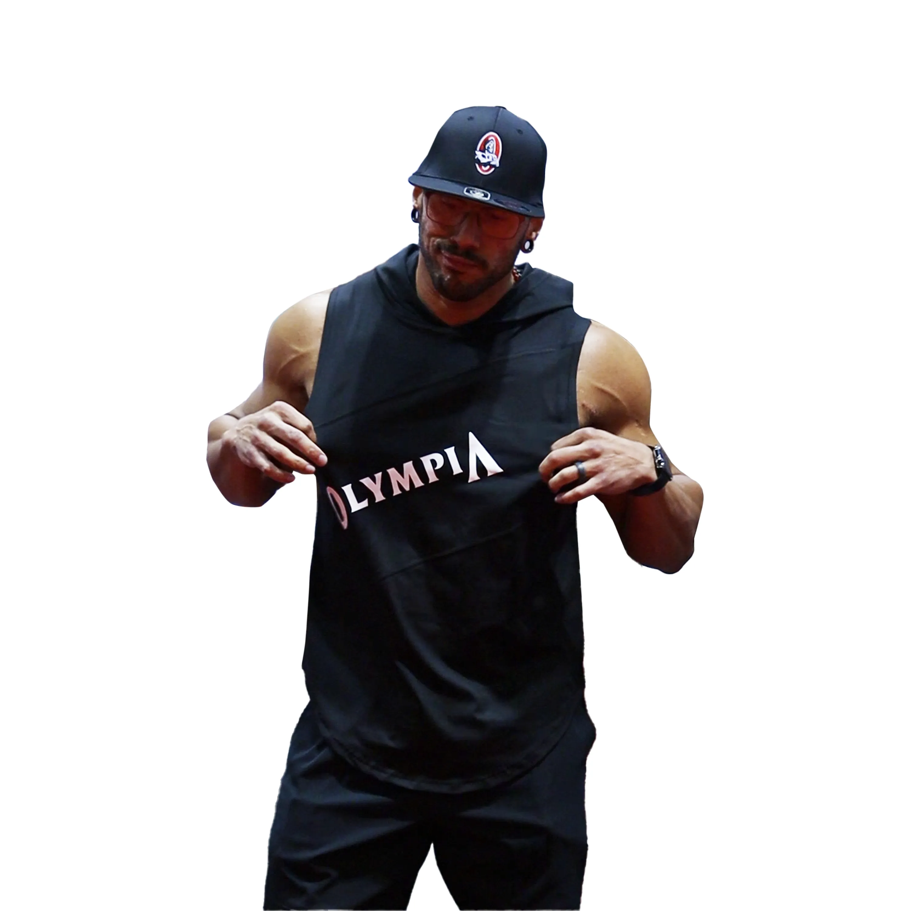 Olympia Black Sleeveless Hoodie 3 Panel