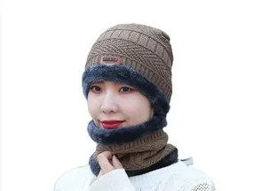 Outdoor Ski Hat & Scarf Warm Knitted Beanie for Men & Women