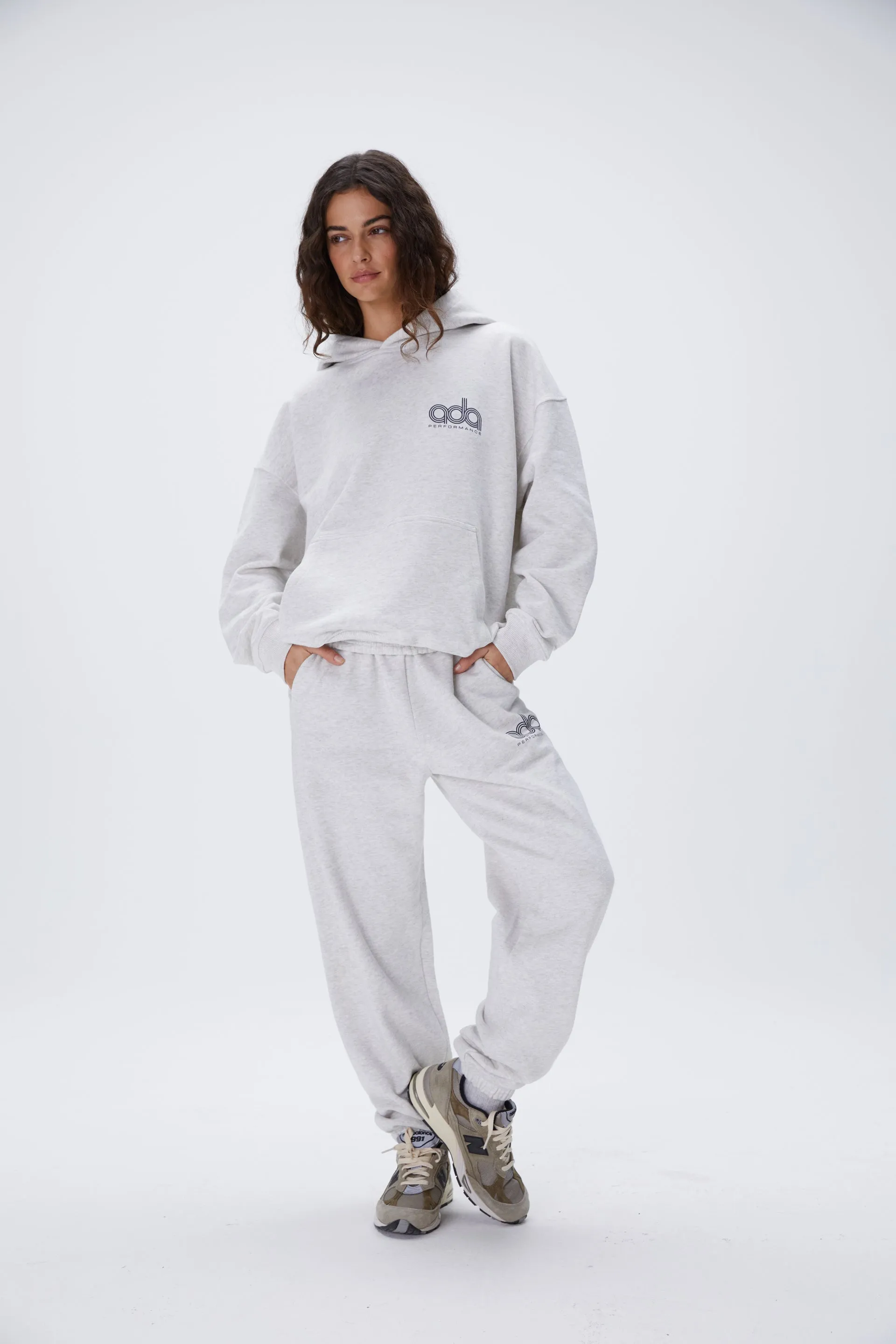 Performance Oversized Hoodie - Light Grey Melange