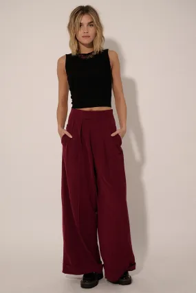 Pleated Euphoria High-Waisted Pants - Deep Magenta