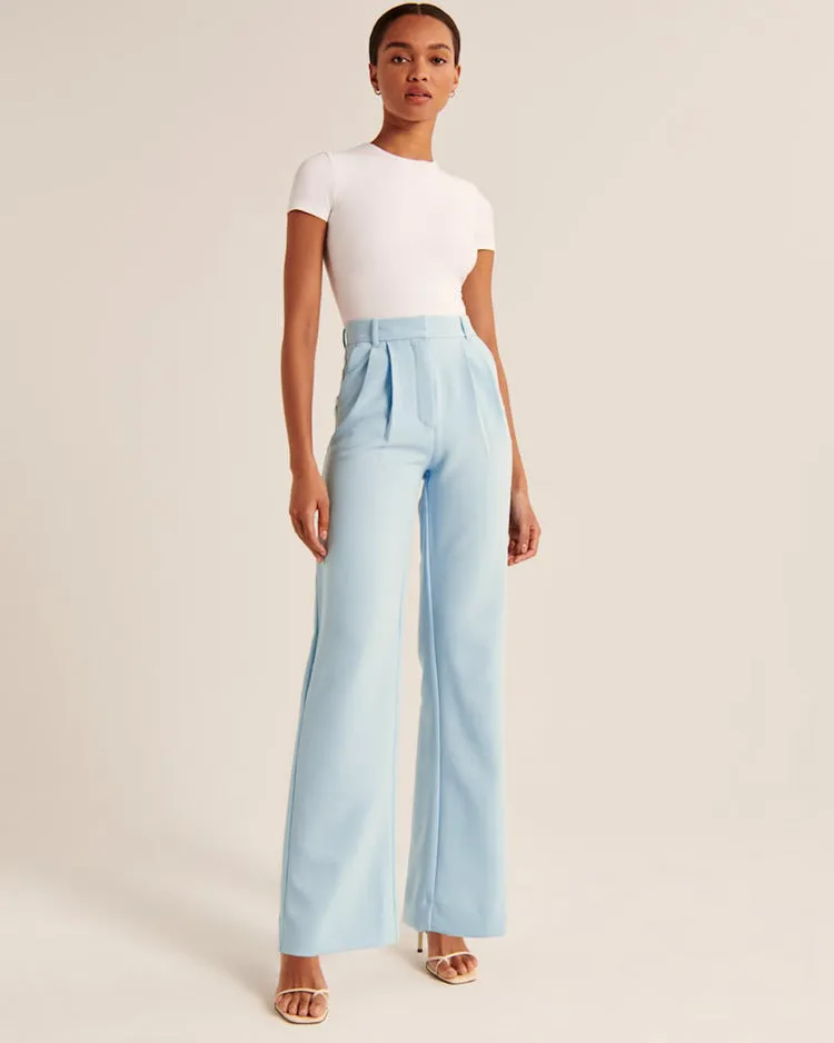 Pocket High Waist Wide-leg Casual Pants Women