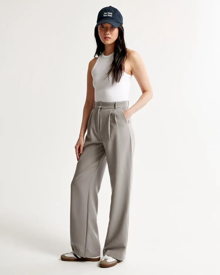 Pocket High Waist Wide-leg Casual Pants Women