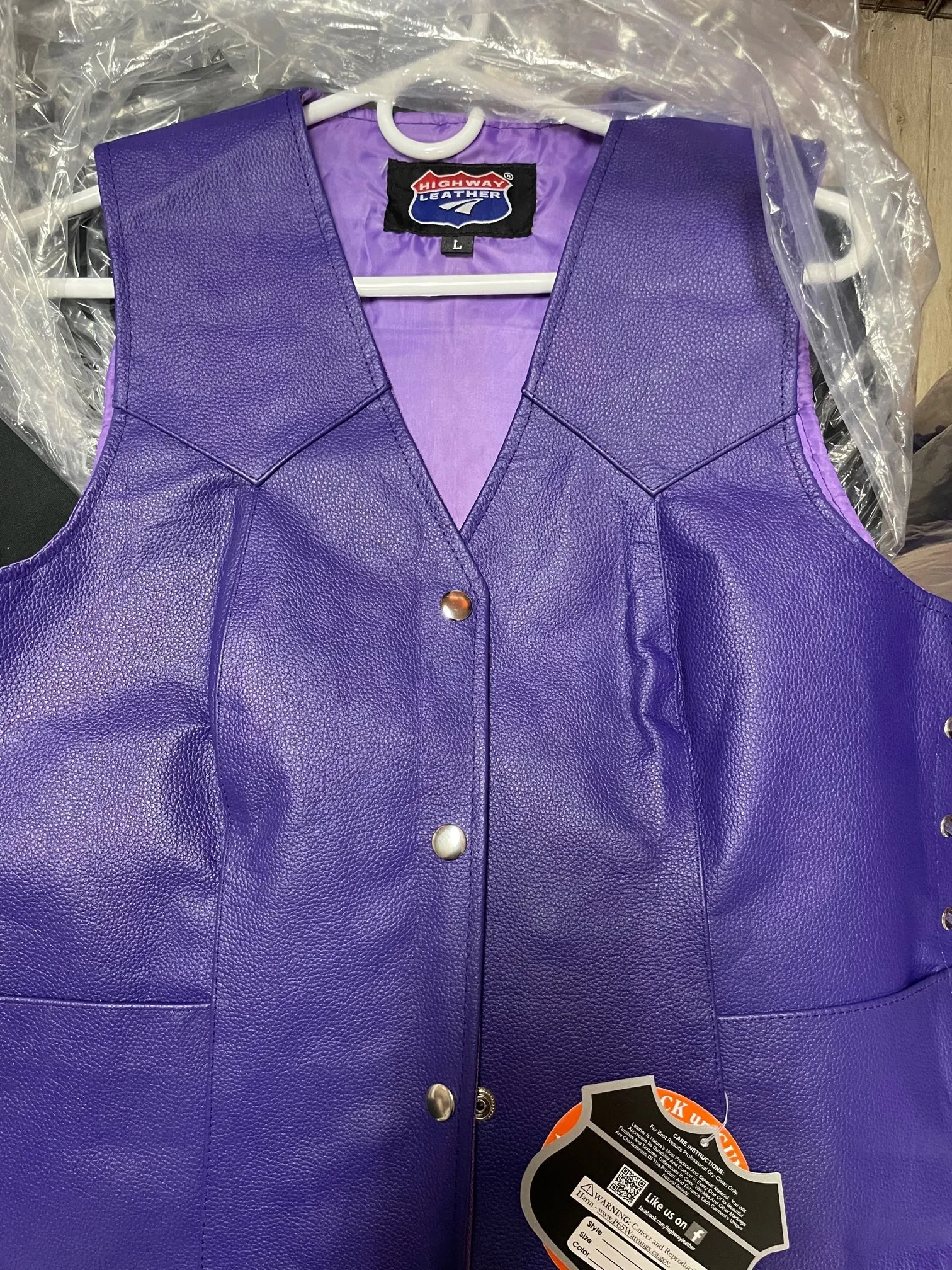 Royal Purple lace up side Leather Vest for Motorcycle clubs