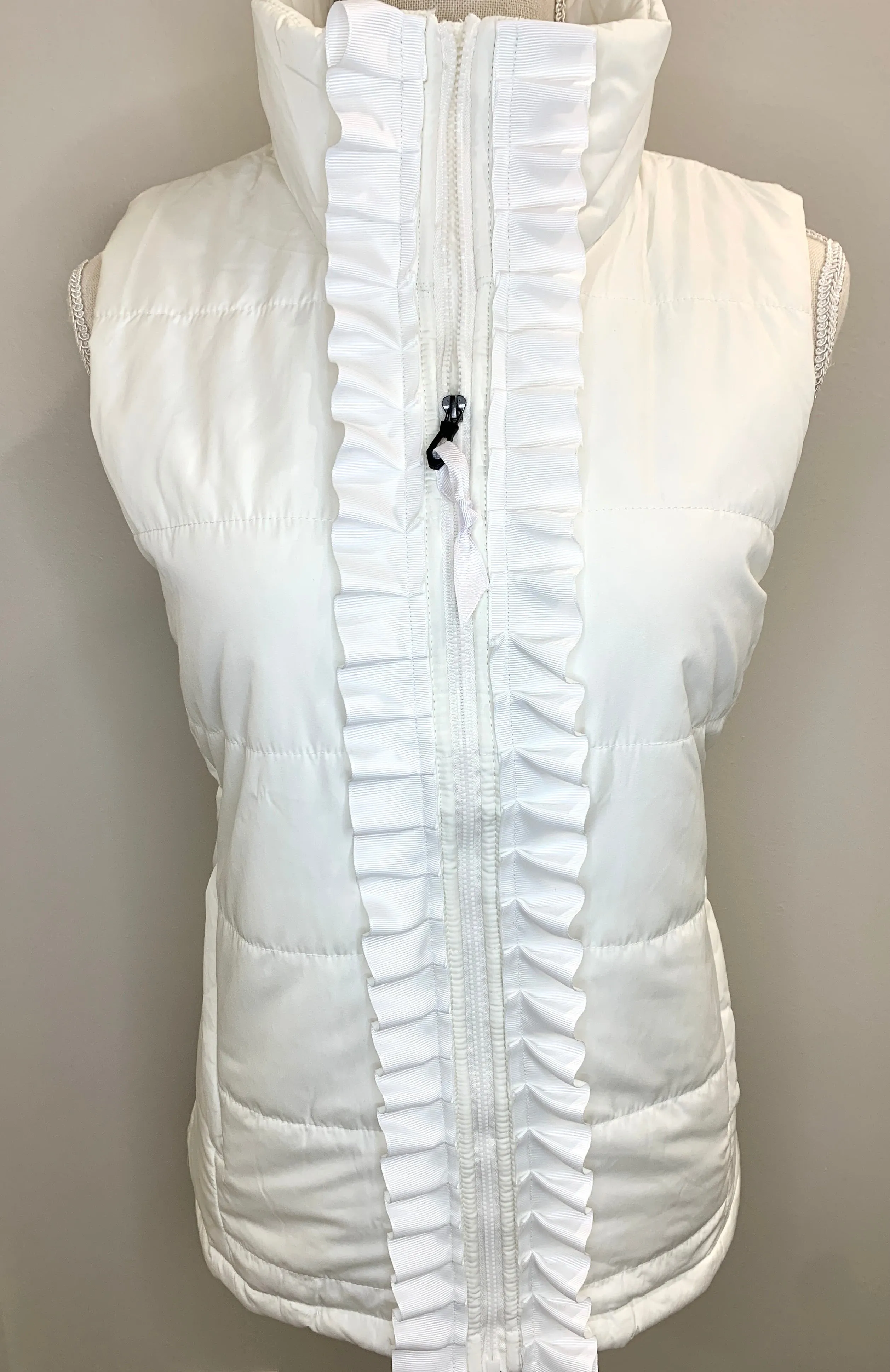 SALE - XL ONLY - Maggie May Ruffled Ribbon Puffer Vest (PF25) **FINAL SALE**