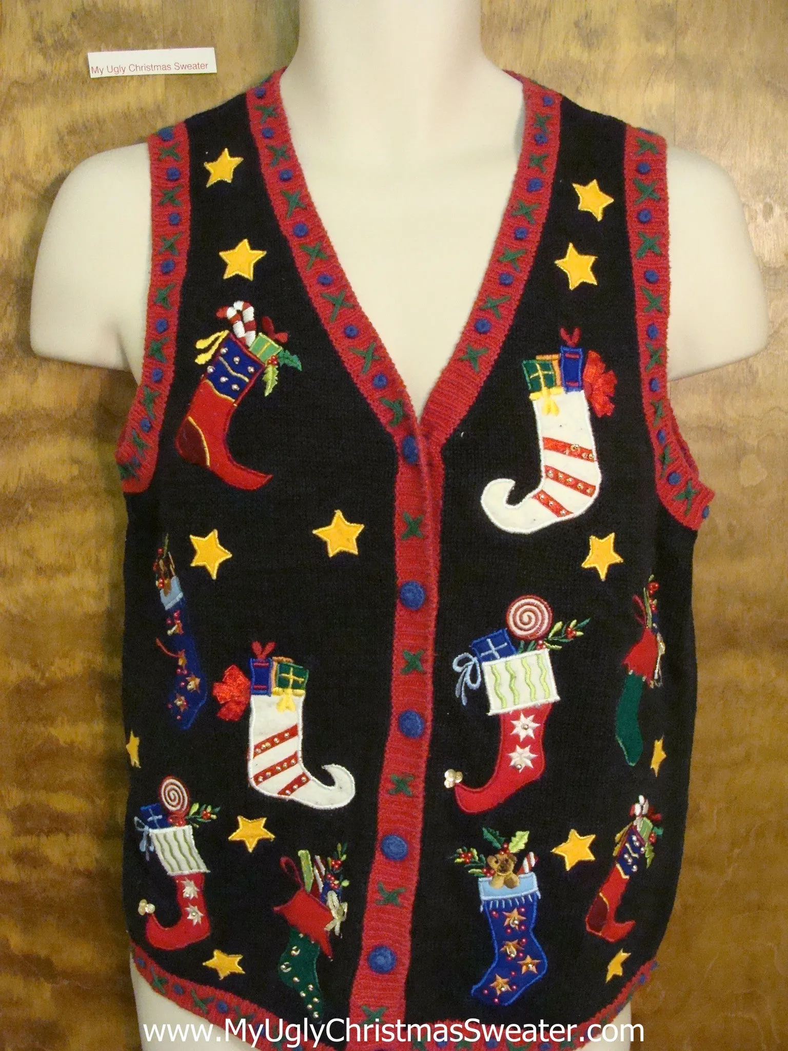 Scary Pointy Stockings Ugly Christmas Sweater Vest