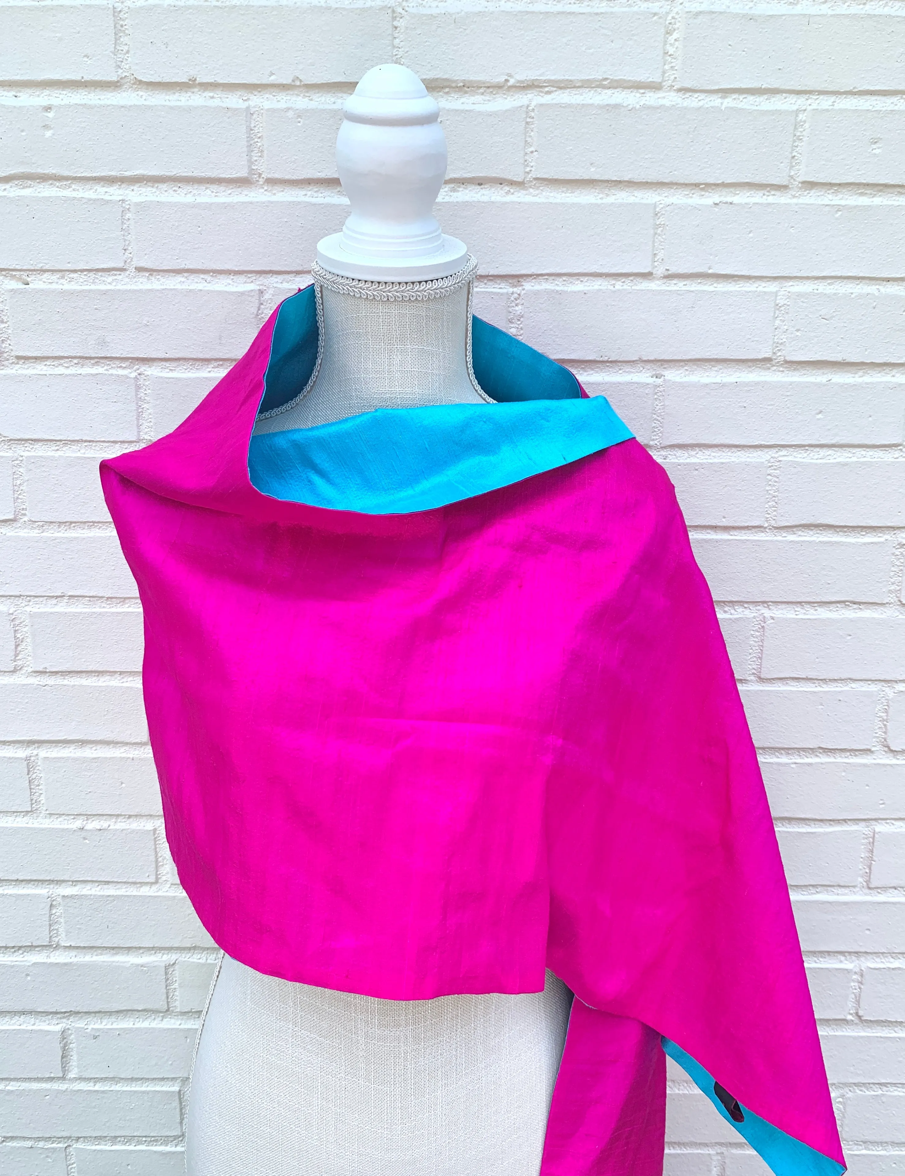 Silk Wrap in Fuchsia Turquoise (LW100)