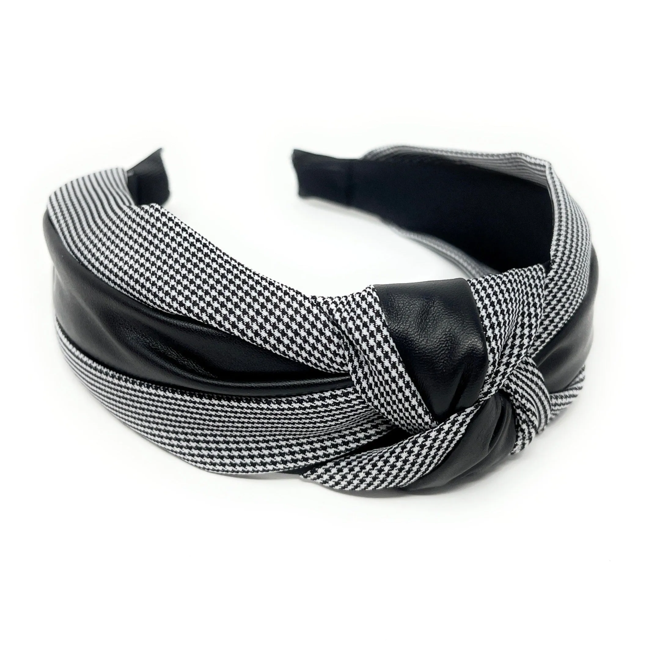 Small Houndstooth Top Knot Headband