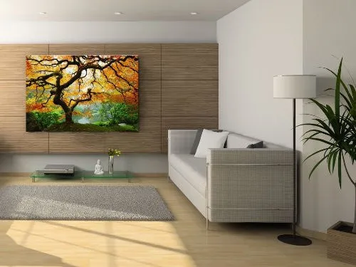 STARTONIGHT CANVAS WALL ART MAPLE TREE, NATURE USA DESIGN FOR HOME DECOR, DUAL VIEW SURPRISE ARTWORK MODERN FRAMED READY TO HANG WALL ART 31.5 X 47.2 INCH 100% ORIGINAL ART PAINTING!