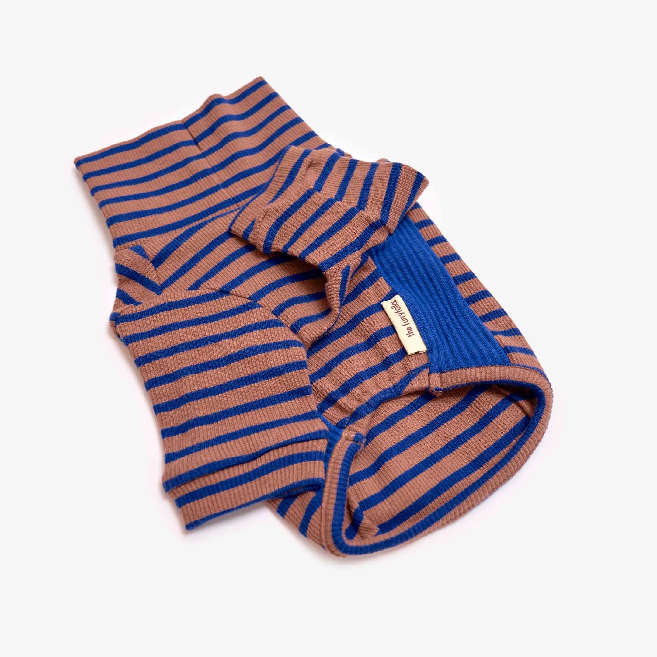 [Stripe Tee] Cobalt & Brown