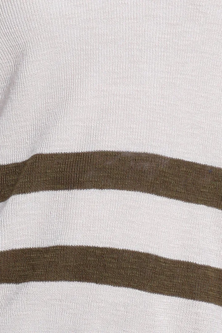 Striped V-Neck Linen Sweater