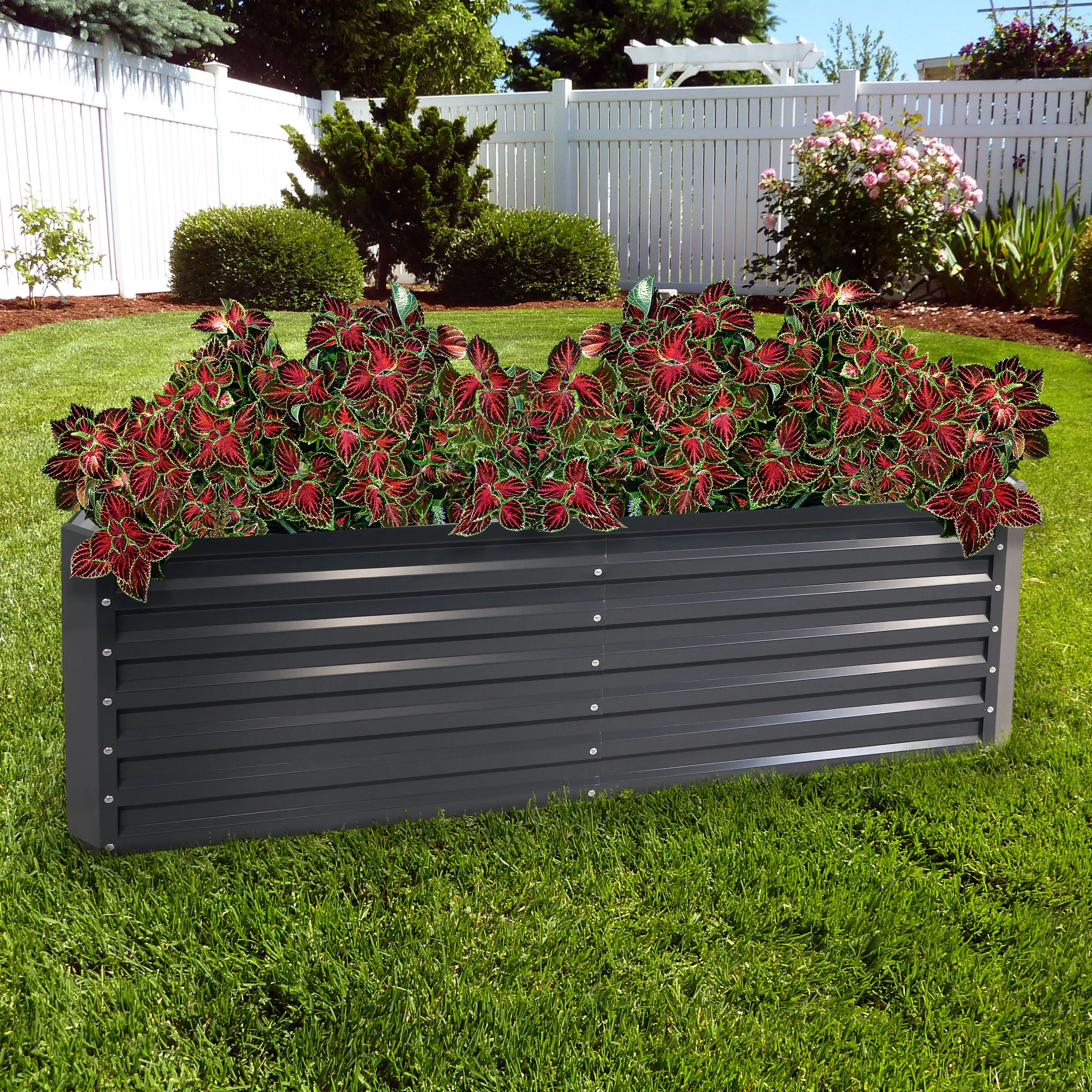 Sunnydaze Galvalume Steel Raised Garden Bed - 71" Rectangle