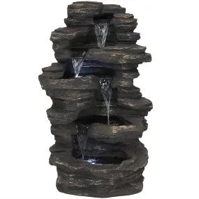 Sunnydaze Rock Falls Electric Waterfall Fountain with LED Lights - 39"