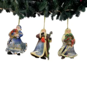 The Ashton-Drake Galleries Victorian Winter Scenes Santas Ornament Collection Issue #39 Painter of Light Artistry Three Dimensional Elegance with Elaborate Detailing Christmas Decoration Set of 3 by Thomas Kinkade 12-inches